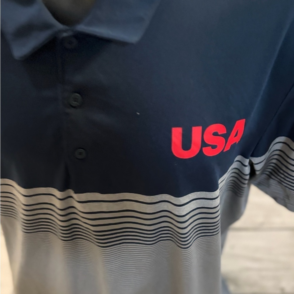 Men’s pre own used Adidas polo shirt USA red blue size XL Pre - Picture 3 of 5